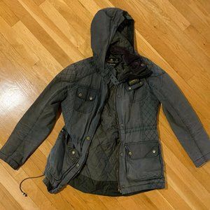 Army Green Barbour Waxed Jacket, Size 4
